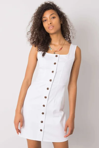 Knoflíkové bílé dámské šaty FPrice