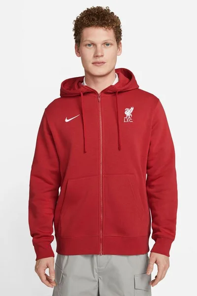 Červená pánská mikina Nike FC Liverpool na zip s kapucí