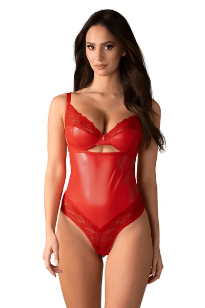 Červené body Aliosa Teddy s krajkou - Obsessive