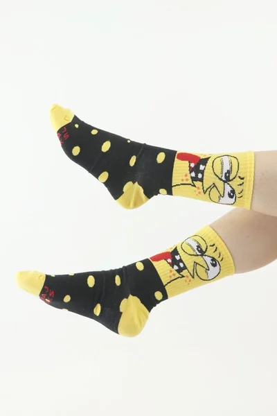 Žluté veselé Moraj ponožky s motivem Face