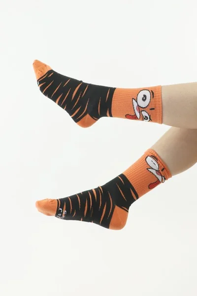 Veselé Moraj oranžové ponožky s obrázkem