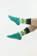 Zelené kostkové ponožky Moraj s lemem