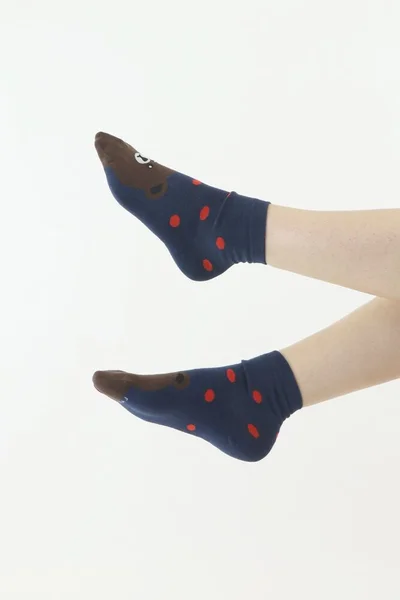 Puntíkaté ponožky v modro-hnědé barvě - Moraj